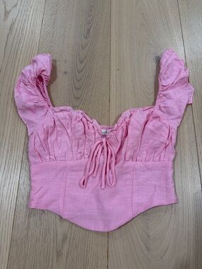 Altar’d State Pink Women's Ruffle Tie-Front Crop Top Size XS
